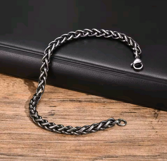 Vintage Titanium Steel Cubian/Wheat Chain Bracelet|1025014