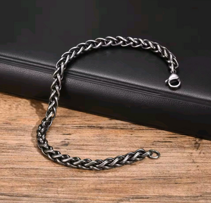 Vintage Titanium Steel Cubian/Wheat Chain Bracelet|1025014