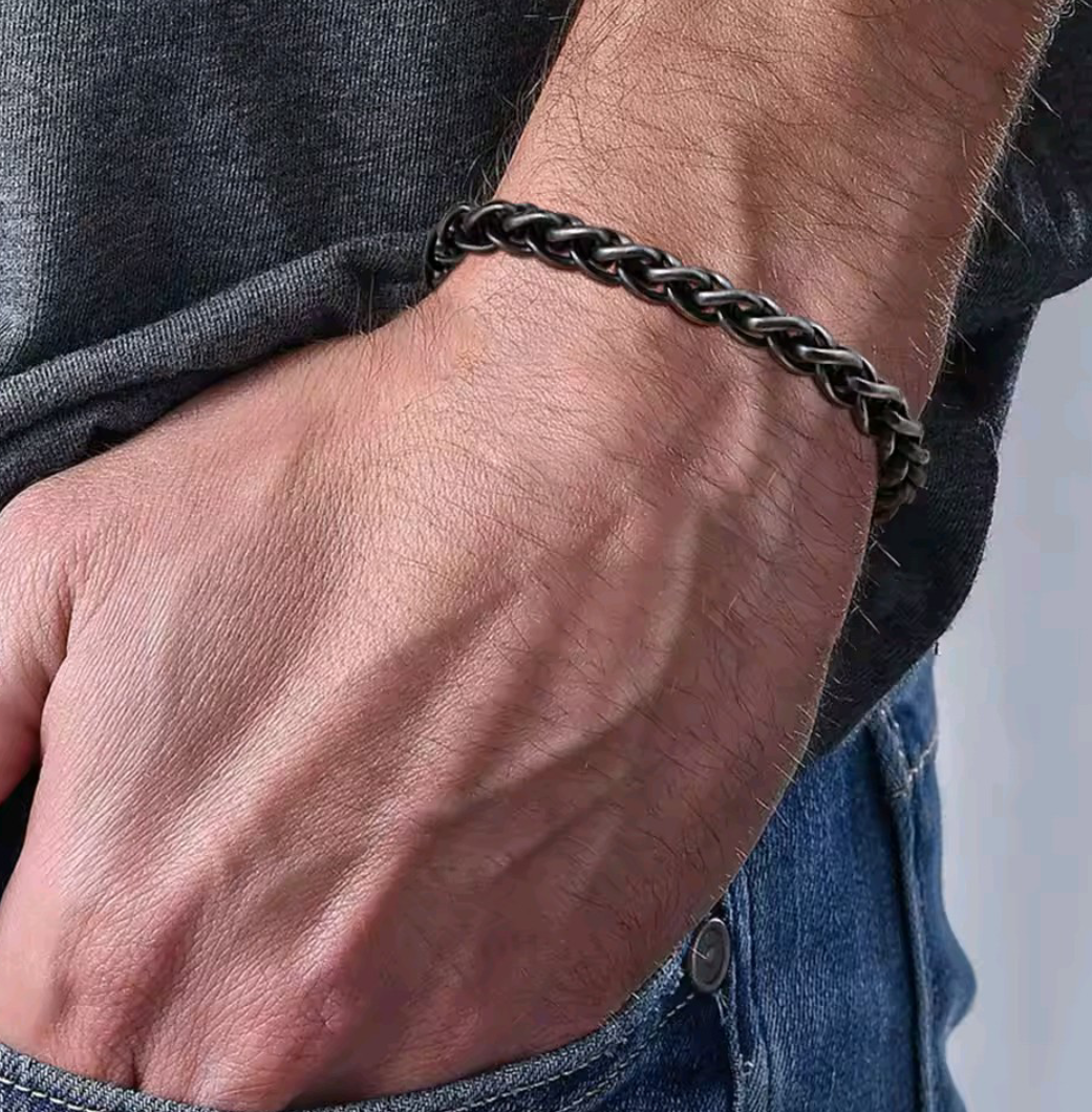 Vintage Titanium Steel Cubian/Wheat Chain Bracelet|1025014