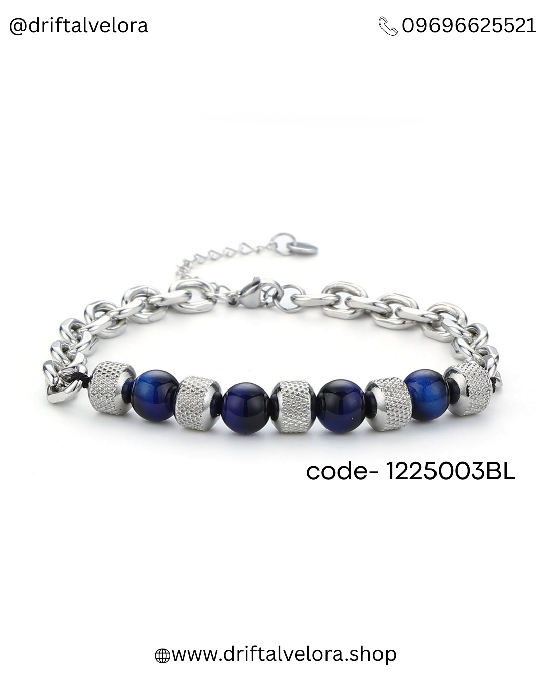 Premium Stainless Steel Chain Bracelet with Tiger Eye Stone|1225003