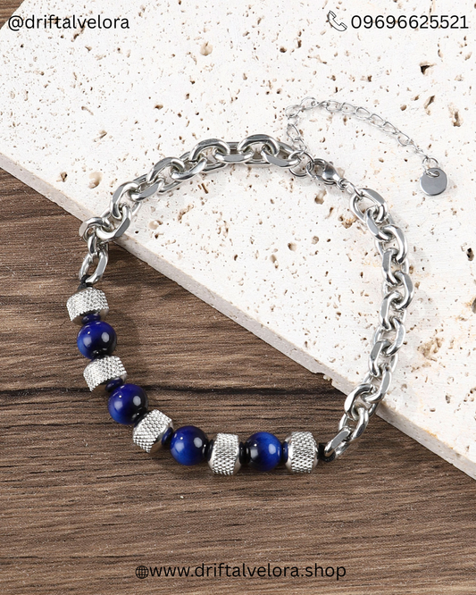 Premium Stainless Steel Chain Bracelet with Tiger Eye Stone|1225003