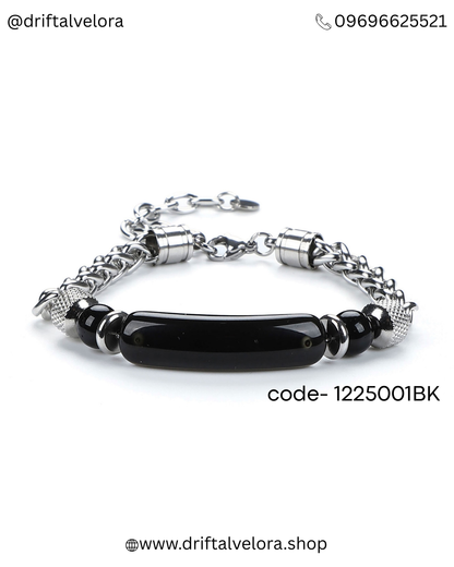 Premium Stainless Steel Chain Bracelet with Natural Tiger Eye Gem Stone 1225001BR | 1225001BK
