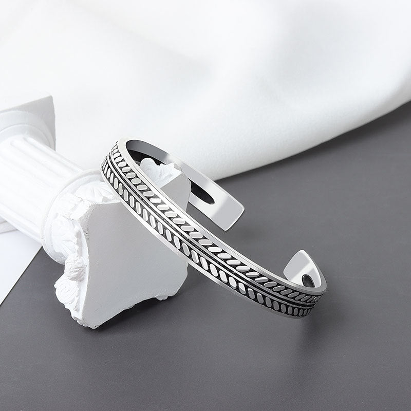 Vintage Leaf Design Unisex Wide Opening Cuff Bracelet|1012018