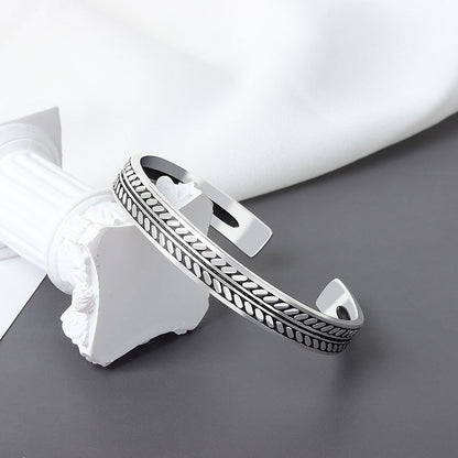 Vintage Leaf Design Unisex Wide Opening Cuff Bracelet|1012018