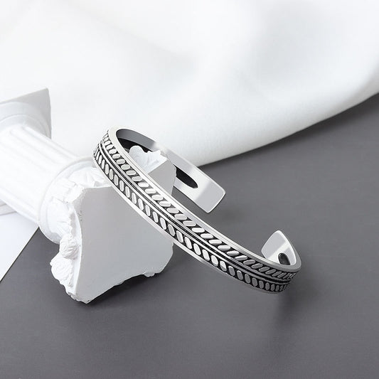 Vintage Leaf Design Unisex Wide Opening Cuff Bracelet|1012018