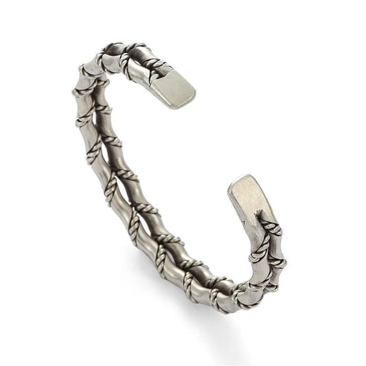 Silver Plated Double Layer Twisted Cuff Bracelet|1012020