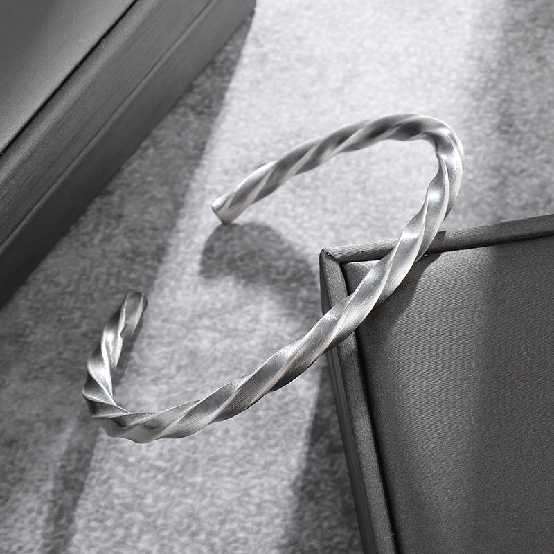 Men's Silver Plated Twisted Cuff Bracelet|1012021