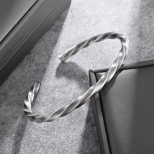 Men's Silver Plated Twisted Cuff Bracelet|1012021