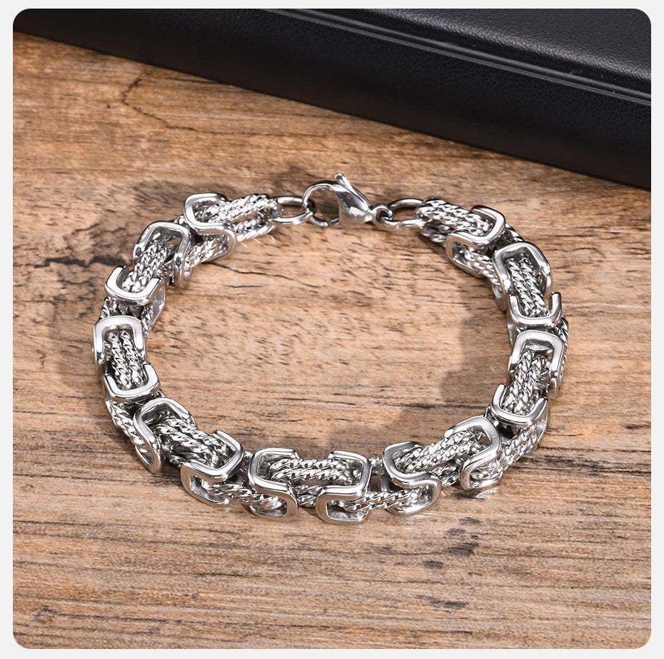 Retro Silver Colour Link Chain 8mm Bracelet|1025025