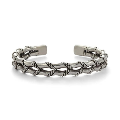 Silver Plated Double Layer Twisted Cuff Bracelet|1012020