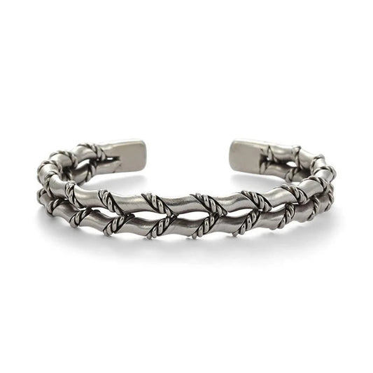 Silver Plated Double Layer Twisted Cuff Bracelet|1012020