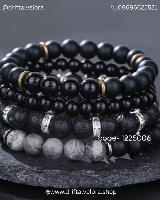 4-Piece Natural Stone Stack Bracelet|122506