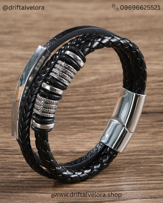 Multi-Layer Leather Bracelet with Magnetic Clasp (1225009)
