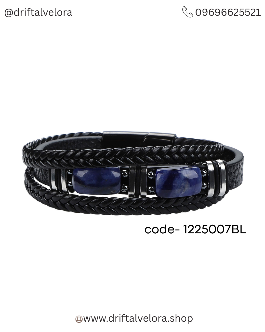 Men’s Triple -Layer Leather Bracelet with Tiger Eye Stones (1225007)