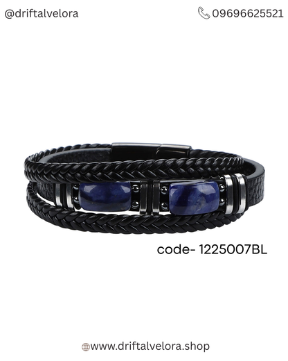Men’s Triple -Layer Leather Bracelet with Tiger Eye Stones (1225007)
