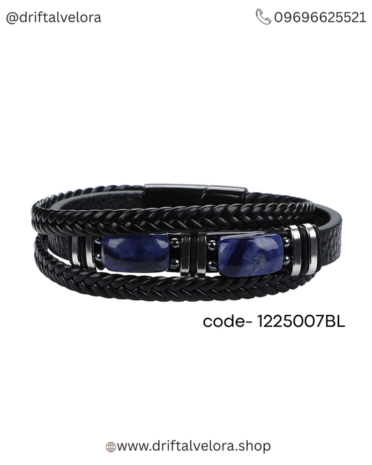 Men’s Triple -Layer Leather Bracelet with Tiger Eye Stones (1225007)