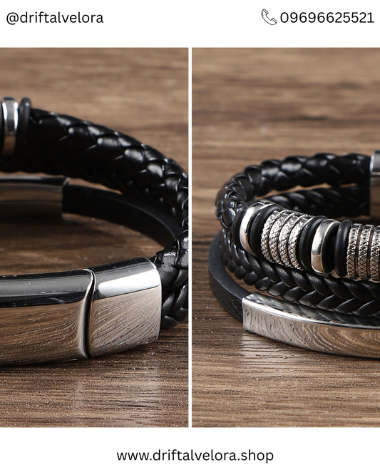Multi-Layer Leather Bracelet with Magnetic Clasp (1225009)