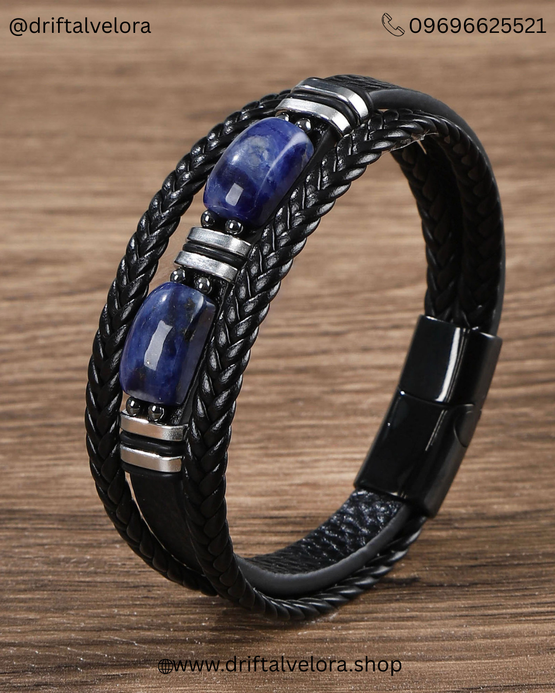 Men’s Triple -Layer Leather Bracelet with Tiger Eye Stones (1225007)