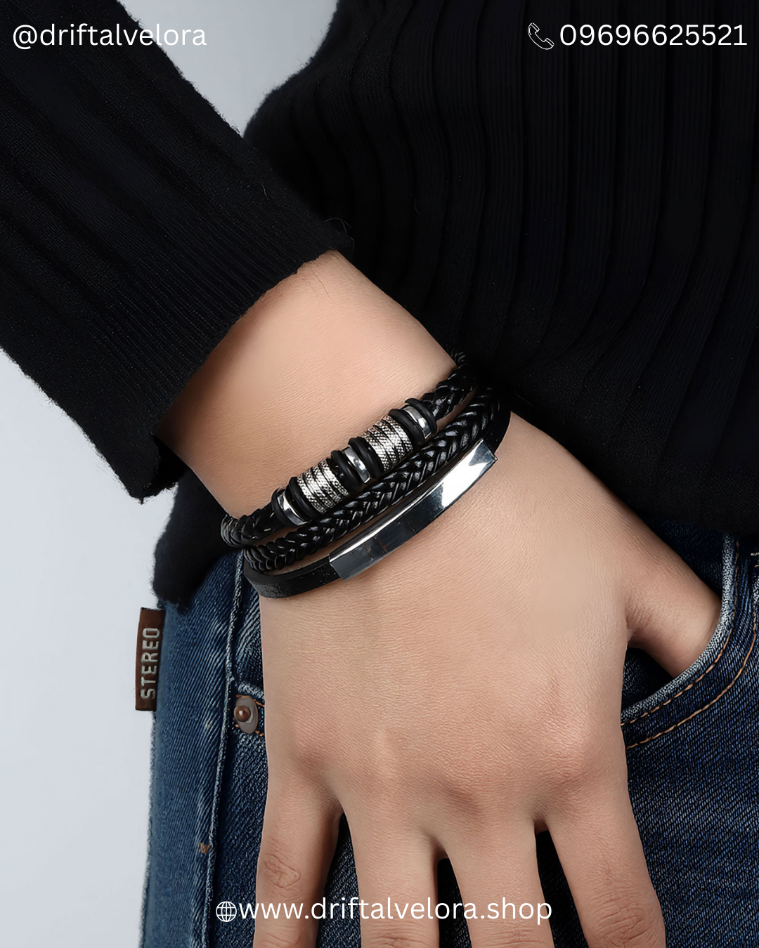Multi-Layer Leather Bracelet with Magnetic Clasp (1225009)
