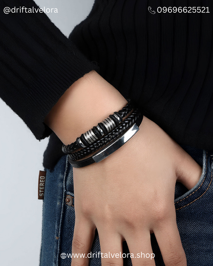 Multi-Layer Leather Bracelet with Magnetic Clasp (1225009)