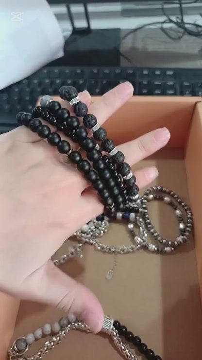 4-Piece Natural Stone Stack Bracelet|122506