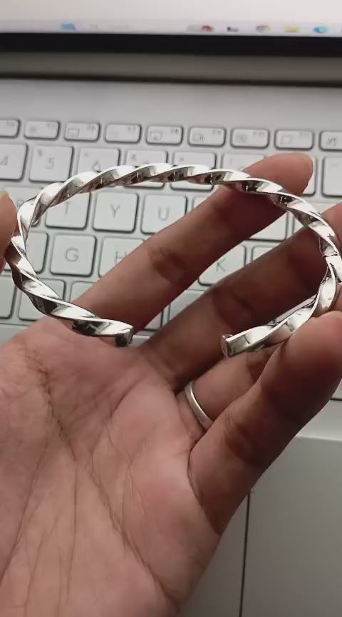 Men's Silver Plated Twisted Cuff Bracelet|1012021